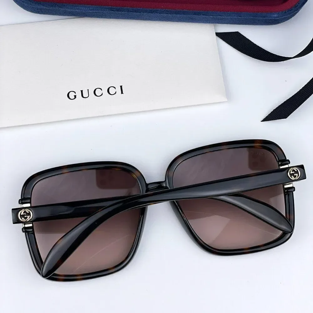 SALE! NEW Gucci GG1066S 002 Havana Brown Gradient Butterfly Women Sunglasses